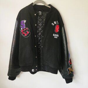 Sniper Gang Varsity Jacket Men’s Medium Wool Blend Leather Sleeves